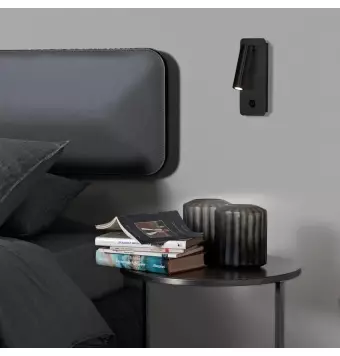 Aron 16/3240 Aplique Negro Texturado, LED 3W 3000K 315lm, CL.I, LED integrado, Con interruptor, Orientable