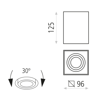 Carre 3762/10 Plafón Blanco Texturado, LED GU10 8W, CL.I, Orientable