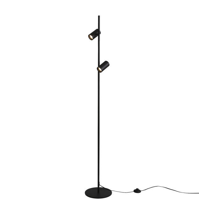 Gina 3874 Lámpara de pie Negro Texturado, LED GU10 8W, CL.II, Orientable