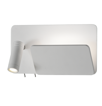 Laika 16/3665 Aplique Blanco texturado, LED 4W 3000K 600lm +  LED 3W 3000K 315lm, CL.I, Dos interruptores, Orientable, Con USB