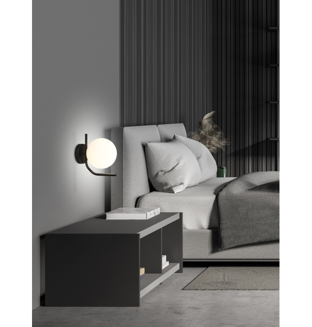 Maui 16/8163-15 IP Aplique Opal/Negro Mate, LED E27 15W, IP44 CL.II, (E27 max. Ø45 mm)