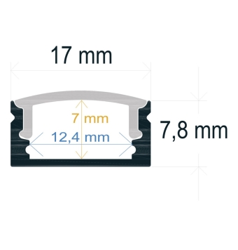 LED de superficie de 17x7,8mm lacado en negro difusor negro