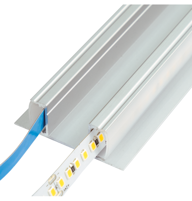 Perfil Aluminio Blanco Superficie 25x7,5mm. para tiras LED, barra 2 metros