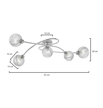 PLAFON 5L ROLO CROMO 5 X 40W G-9