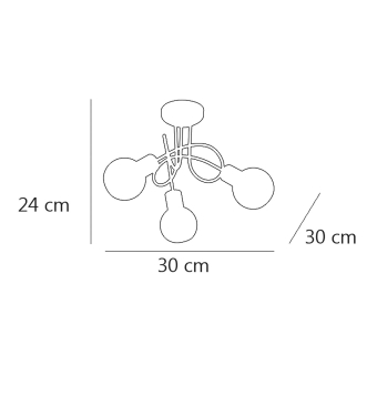 PLAFON 3L OPAL CUERO 3 X 40W E-14