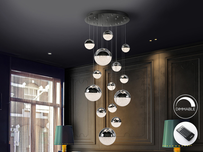 LÁMPARA 14L LED SPHERE Ø60cm CROMO - SCHULLER