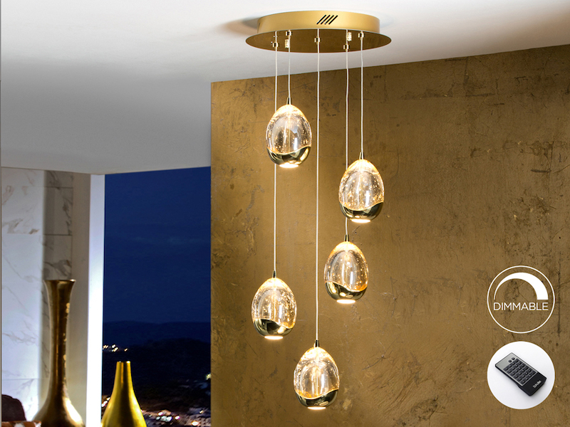 LÁMPARA ROCIO Ø30cm 5 LED ORO - SCHULLER