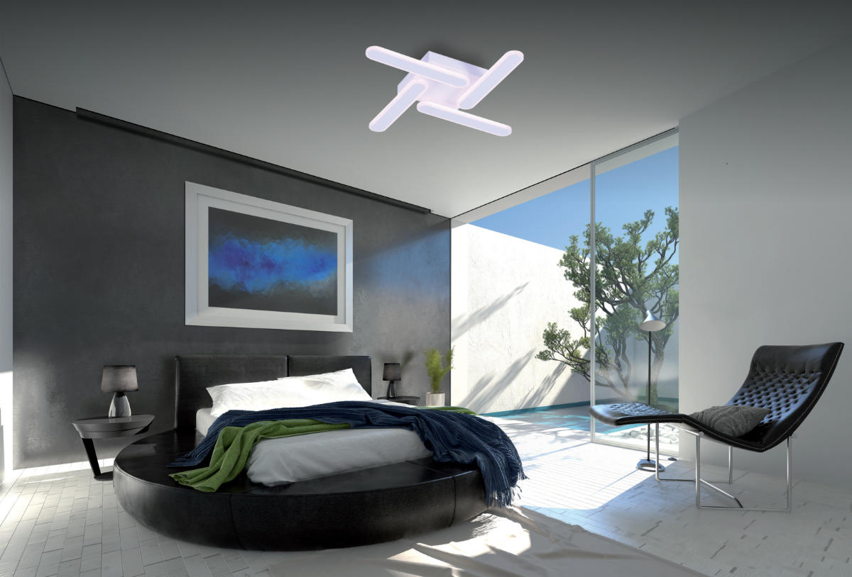 Plafón de la colección Alchemy diseñado por Iseecows studio. Plafón con iluminación LED de 48W en luz cálida (3000K). Fabricado en aluminio y policarbonato con acabado blanco por Mimax Lighting.